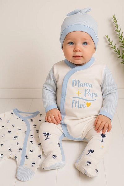 Babydonat 4-piece Jumpsuit Set for Baby Boy - Marine Tie Pattern