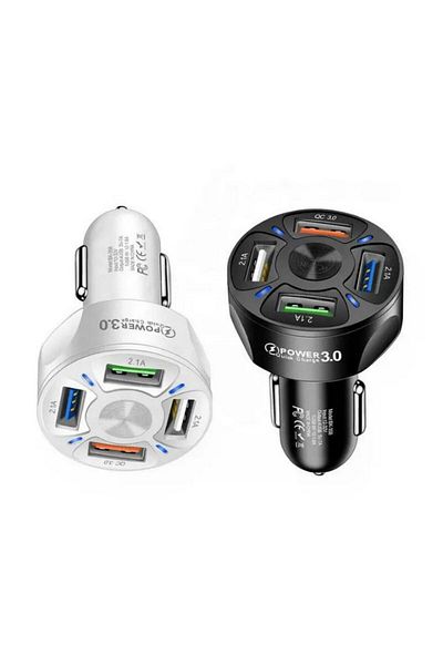 REDz Accessories Încărcător auto cu 4 porturi USB, Qc 3.0, încărcare duală G-c21, universal, alb
