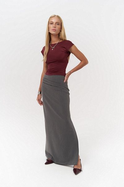 MAİ COLLECTİON Nives Backless Burgundy Crop