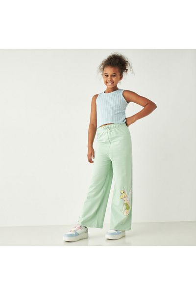 Disney Tinker Bell Print Track Pants with Drawstring Closure