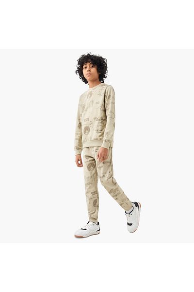 Juniors Graphic Print Joggers with Drawstring Closure