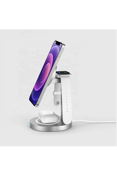 REDz Accessories 3 In 1 Multifunctional Charger And Stand, Magsafe, Fast Charge, 15w, Silver