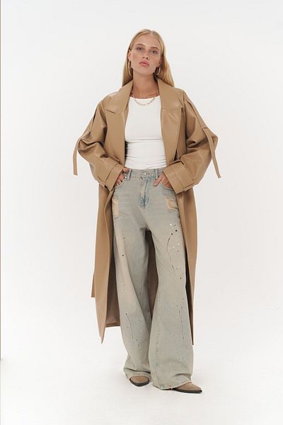 MAİ COLLECTİON Δερμάτινη καμπαρντίνα Layton Camel