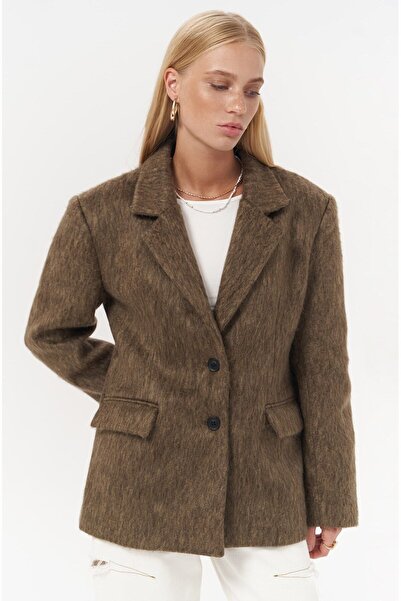 Butik مجموعة ALLBUCKS MAİİ COLLECTİON Monday جاكيت بلزر ضيق من القهوة ABMAI0015