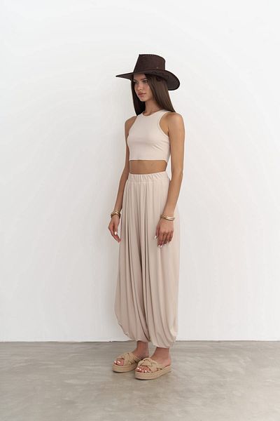 MAİ COLLECTİON Casey Beige Crop nadrág szett