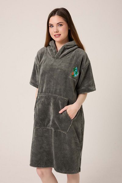 VEVİEN HOME Palm Surfing Κεντημένο για ενήλικες Surfing Summer Poncho με κουκούλα Πετσέτα παραλίας Anthracite-unisex