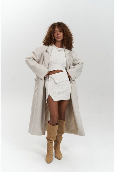 MAİ COLLECTİON Ophelia Beige Maskuliner Mantel
