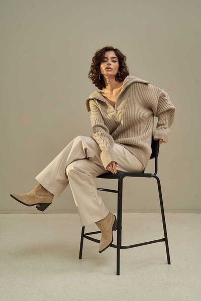 MAİ COLLECTİON Pletený svetr Mai Rika Mink Hair Knit na zip