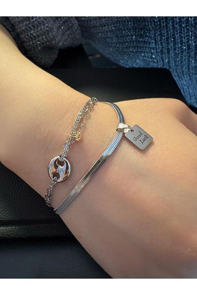 MR Italian Scrunch Chain Double Steel Bracelet