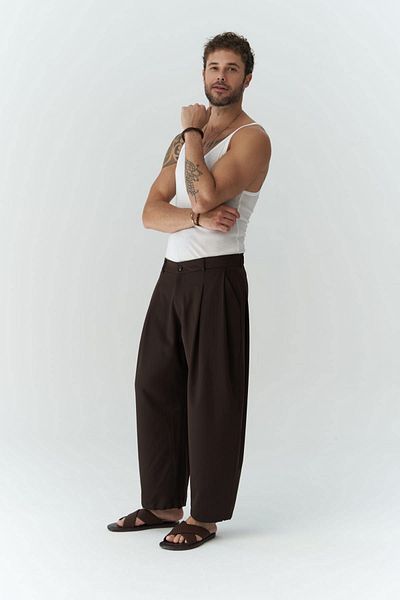 MAİ COLLECTİON Pantaloni Hector maro pentru bărbați cu picioare largi