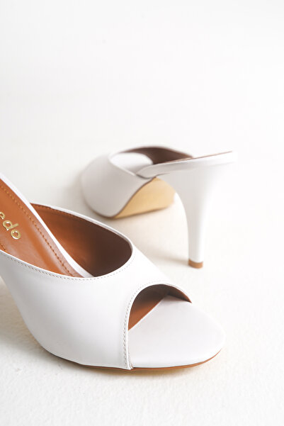 MARSEDO Gloria Women's Thin Heel Round Toe Daily Slippers White Skin