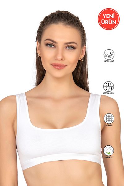 ÖZKAN underwear Özkan 27407 Sutien detașabil pentru femei, din bumbac, lycra, fără sârmă, țesătură din jerseu simplu, confortabil, cu bretele groase