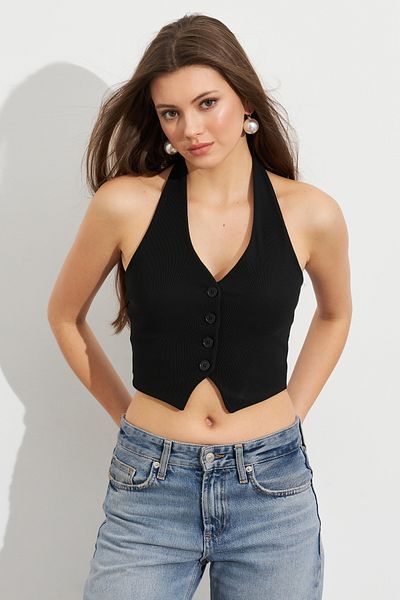 Cool & Sexy Γυναικεία Μαύρη Crop Μπλούζα SE18
