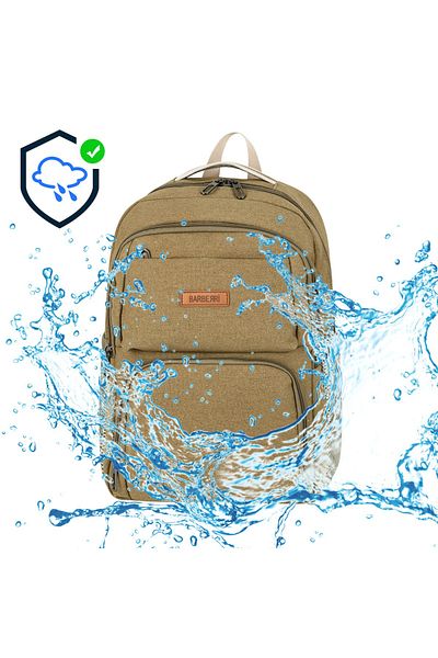 barberri Imported Waterproof Canvas Fabric Fully Lined School Backpack with Laptop Compartment and Water Bottle Compartment