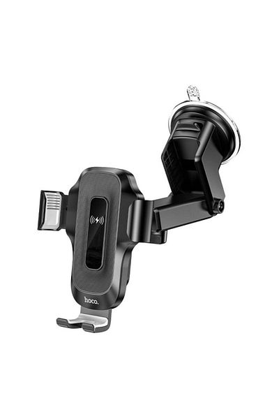 REDz Accessories Suport auto cu încărcare wireless, Hoco HW3, ventuză pentru bord/parbriz, cleme, negru