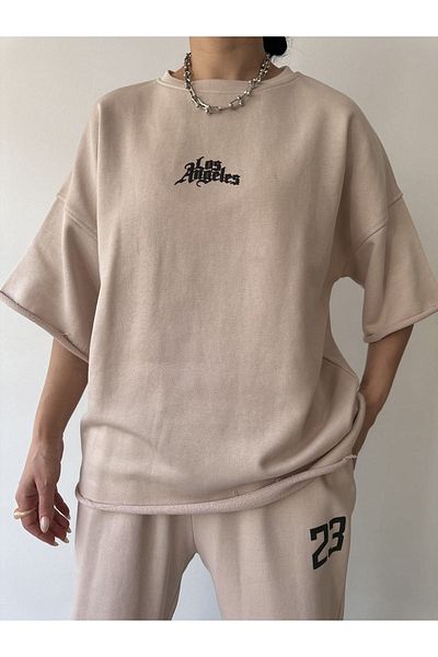 MAİ COLLECTİON Σετ φόρμας Los 23 Bone Oversize T-shirt