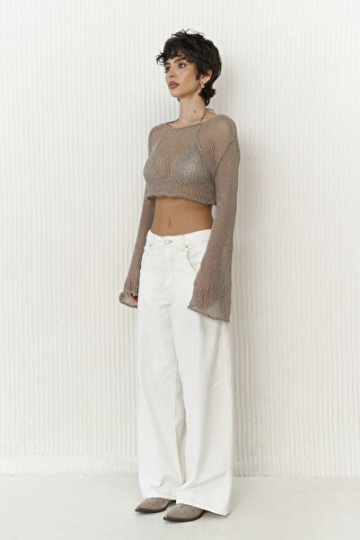 MAI STUDIOS CO. Nolan plátěné kalhoty se širokými nohavicemi Ecru