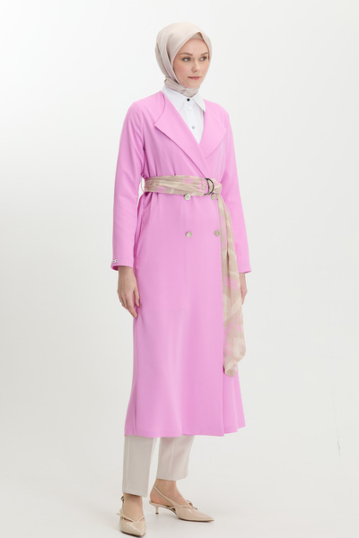 Setrms Ceket Yakalı Kemeri Desenli Kap