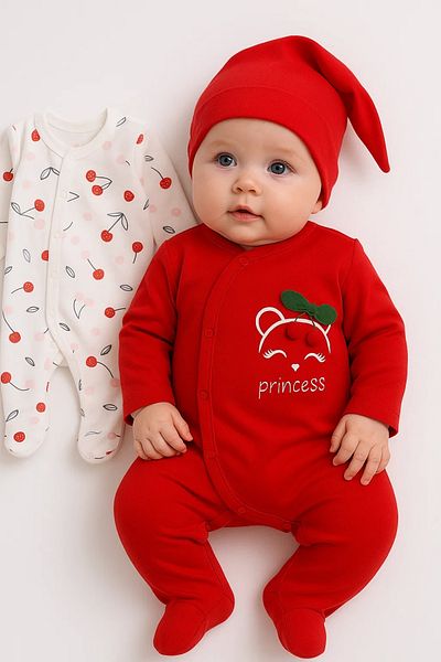 Babydonat طقم بذلة للفتيات الصغيرات مكون من 4 قطع مع إكسسوارات الكرز