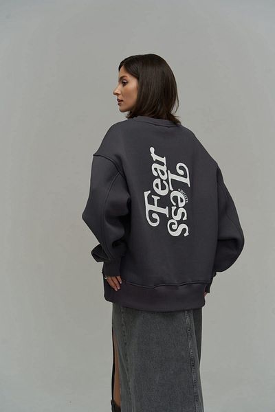 MAİ COLLECTİON Fear Less Anthracite Unisex oversize mikina