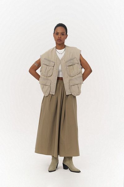 MAİ COLLECTİON Mai Collection Graham Unisex Dirty Green Denim Vest