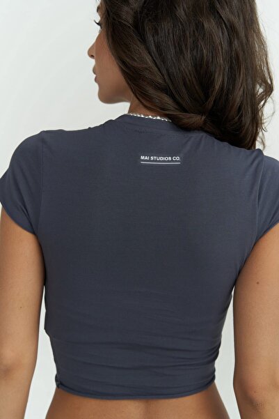 MAI STUDIOS CO. Toppin antracitová česaná bavlna