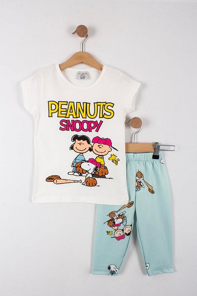 TRENDİMİZBİR Σετ κοριτσίστικο κολάν με στάμπα Peanuts