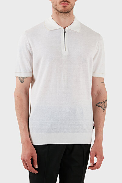 BOSS Keten Karışımlı Regular Fit Yarım Fermuarlı Polo Yaka T Shirt Erkek POLO...