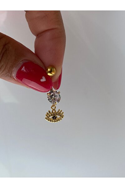 kurukafagift Göbek Çelik Piercing Göz Model Zirkon Taşlı