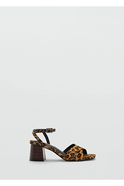 Mango Teen Leopard Print Leather Sandals