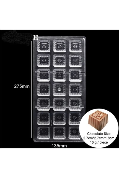 Siliko World Polikarbon Çikolata Kalıbı Kare Desenli Çikolata Kalıbı