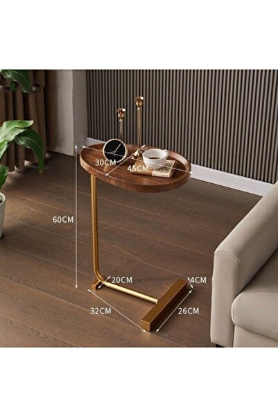 1st C-Shaped Coffee Side Table with Water Resistant Top - Scandinavian Wood