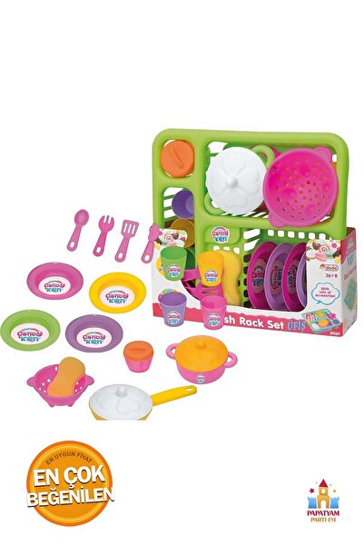 PapatyamPartiEvi Erkek Çocuklar İçin Mutfak Oyuncak Bulaşık Seti - 21 Parça L...