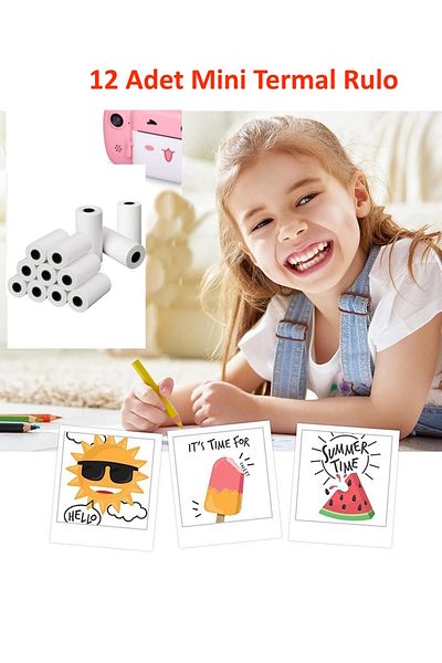 AteşTech 12 Pack 57X30Mm Thermal Paper - Kids Camera Printing and Core Photo Printing Instant