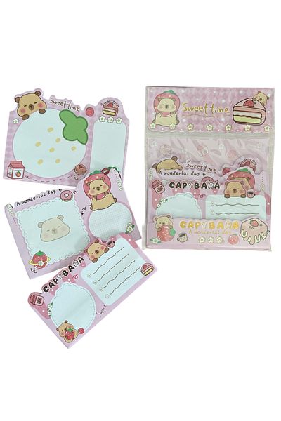 synshop Capybara Kapibara Postit Adhesive Note Paper 3-Pack Pink