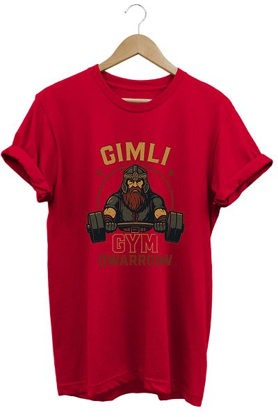 remonz Gimli Gym LOTR Regular Fit 100% βαμβακερό μπλουζάκι με μαλακή υφή με λαιμόκοψη