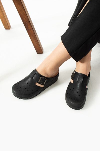 AlbiShoes Terra Anatomical Closed Front Adjustable Buckle Comfort Comfortable Women's Flexible Nurse Daily Slippers