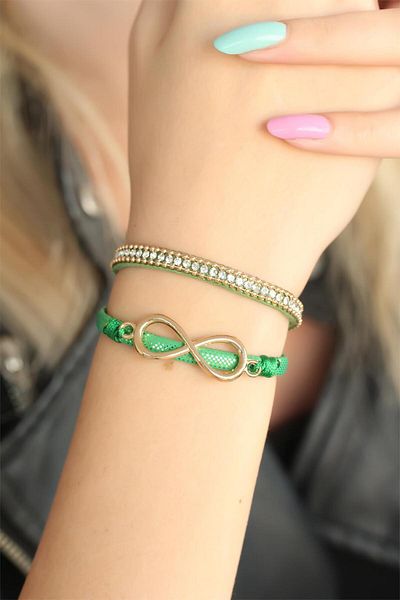 Skygo Green Color Metal Infinity Bracelet - Tj-Bb2550-Ks
