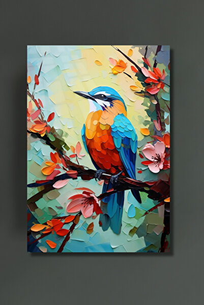 glassartdesign Pictură din sticlă cu copac și pasăre-Pictură modernă-Cadou de...