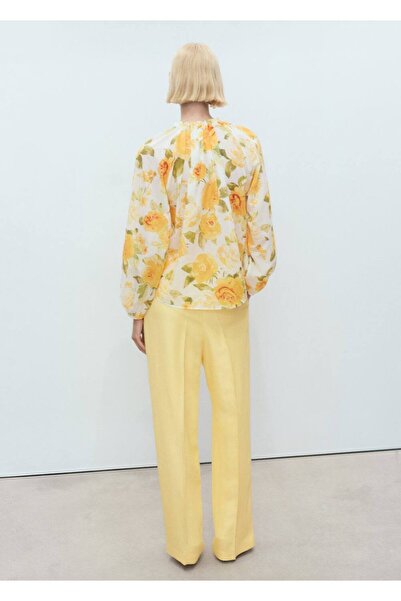 MANGO Woman Çiçek desenli pamuklu bluz