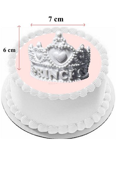 Pasta9 Silver Color Cake Crown with Princess Written from Sugar Dough 6X7 cm Size