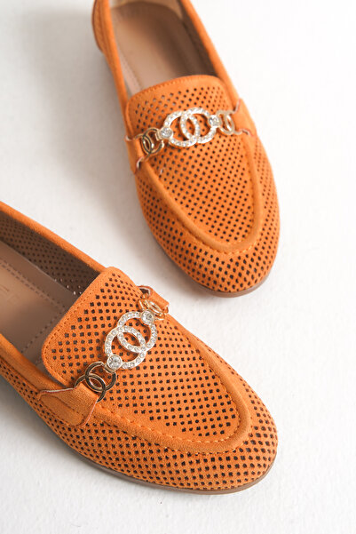 MARSEDO Andra Women's Buckled Round Toe Casual Ballerinas Orange