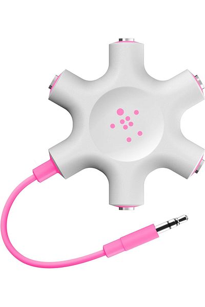 Belkin موزع سماعات الرأس متعدد الاستخدامات Belkin Rockstar (وردي)