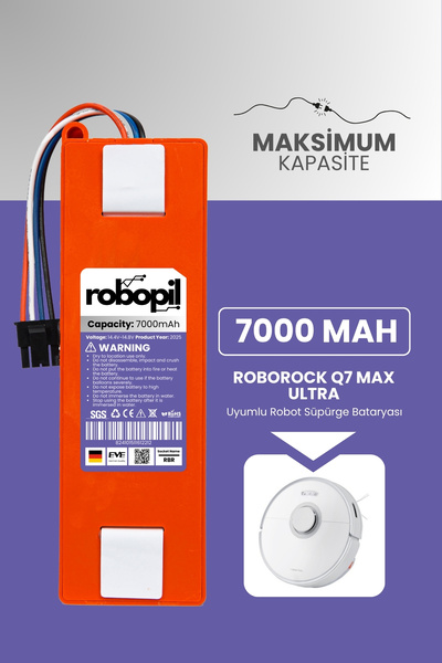 ROBOPİL Roborock Q7 Max Ultra Pil Batarya Kutulu [Yüksek Kapasite] 7000mah Ro...