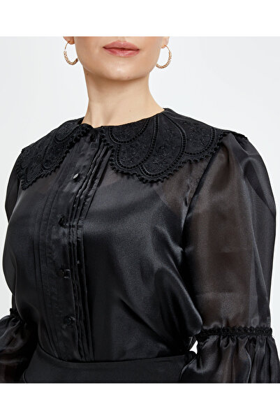 SERPİL Kadın Yaka Detaylı Şifon Gömlek - Modern ve Şık Tasarım - Özel ve Günlük Kullanım için Gömlek