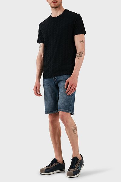 Emporio Armani Tricou cu decolteu rotund cu logo în relief pentru bărbați EM000692 AF12362 UC00
