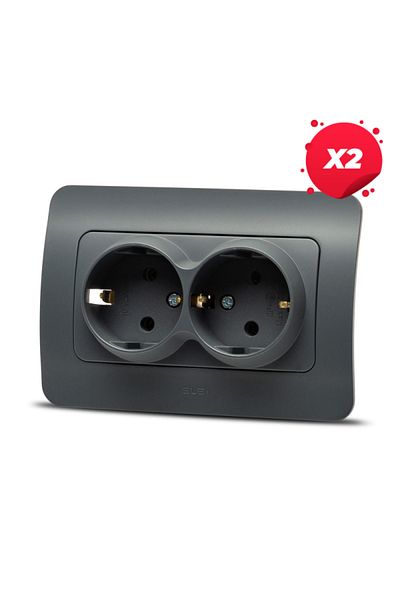 ELBI ELECTRIC X2 - Jazz double CP socket, anthracite, Elbi