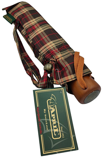 APRİL Otomatik Special Kumaş Ekose 10 Telli Katlanır Şemsiye