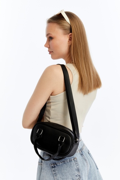 Onouqo Μίνι μαύρη γυναικεία τσάντα χιαστί με διπλή λαβή - Casual & Urban Style