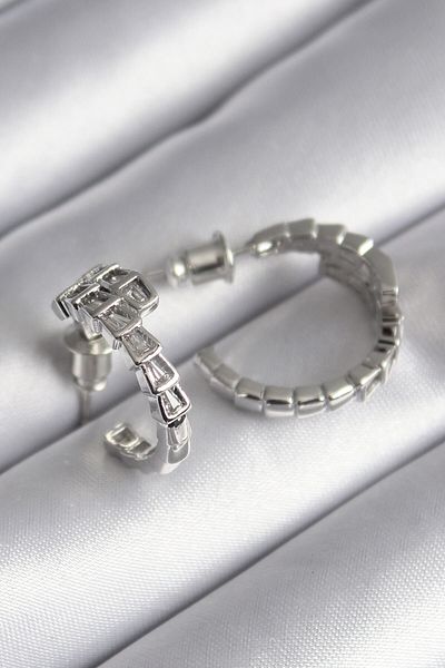 Skygo Brass Silver Color Zircon Cubic Zirconia Snake Model Women's Earrings - TJ-BKP8624